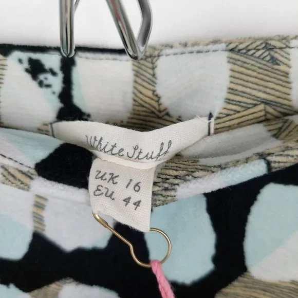White Stuff Lula Spot Velvet Skirt Size 16 UK Abstract Mini Blue Black Beige New - Picture 9 of 10